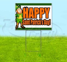 HAPPY SAINT PATRICK'S DAY 18x24 Yard Sign WITH STAKE Corrugated Bandit USA IRISH