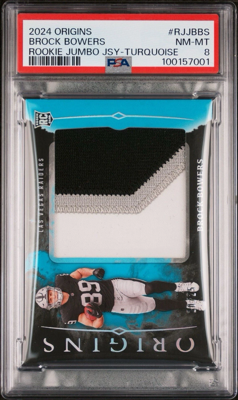Brock Bowers Panini Origins Rookie Jumbo Jersey #RJJBBS Turquoise
