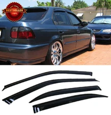 Out-Channel Window Visor Sun Vent Rain Wind Guard Shade For 96-00 Honda Civic 4D