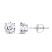 1 Ct Round Cut Diamond Studs Earrings G-H VS 14K White Gold Lab Grown