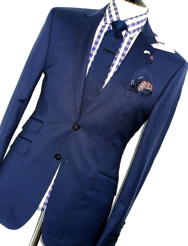LUXURY MENS 3 PIECE DUCHAMP LONDON PRINCE OF WALES SLIM FIT SUIT 46L X W40 X 33 - Image 2 of 2
