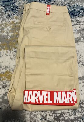   Disney / Marvel Mens Khaki Pants Trousers Adults Beige Size 36 NEW w/ Tags