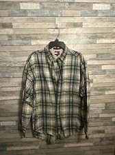 Mens Tommy Hilfiger Dress Shirt Green Checkered Size Large