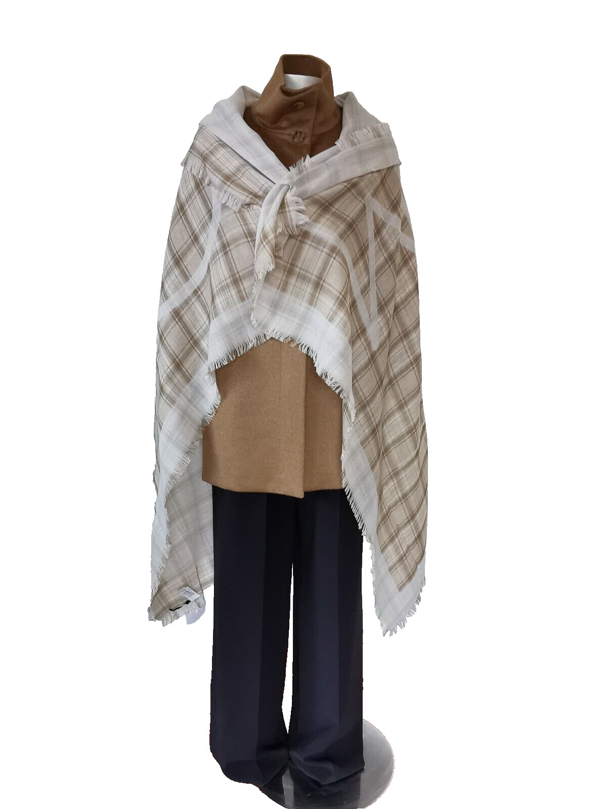 RRP €339🌟 Weekend MAX MARA  WOOL-Cotto Scarf  in Check Pattern   Mod.''SERENA'' image 3
