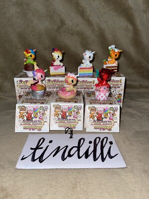 TC NIB Tokidoki Unicorno DELICIOUS COMMON SET x 7 No Chase Chaser figure