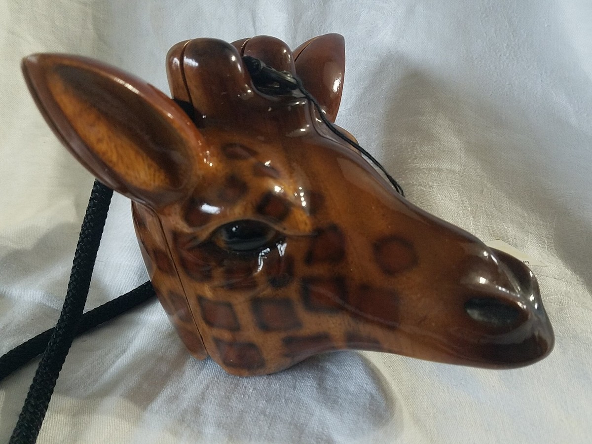TIMMY WOODS WOODEN SPOTTED GIRAFFE EXOTIC MINAUDIERE