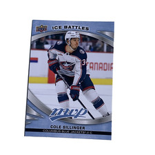 2023-24 Upper Deck MVP Hockey Ice Battles Card #219 Cole Sillinger Blue Jackets