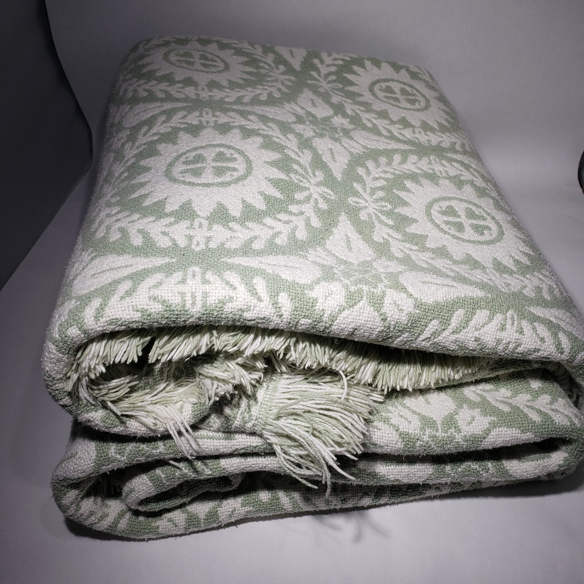 John Klinhinz Ohio 1848 Green & Cream Reversible 98x108 Cotton