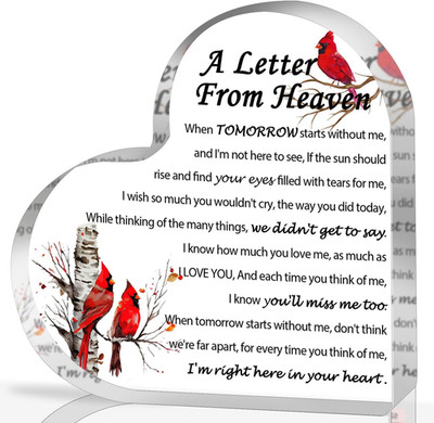 Sympathy Gifts, Red Cardinal Gifts - a Letter from Heaven - Crystal Acrylic