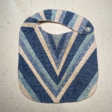 Quilted Vintage Baby Bib With Button In Blue