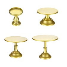 sourcing map 4pcs Cake Stand Set, 3/8/10/12 Inch Metal Cake Stands Gold