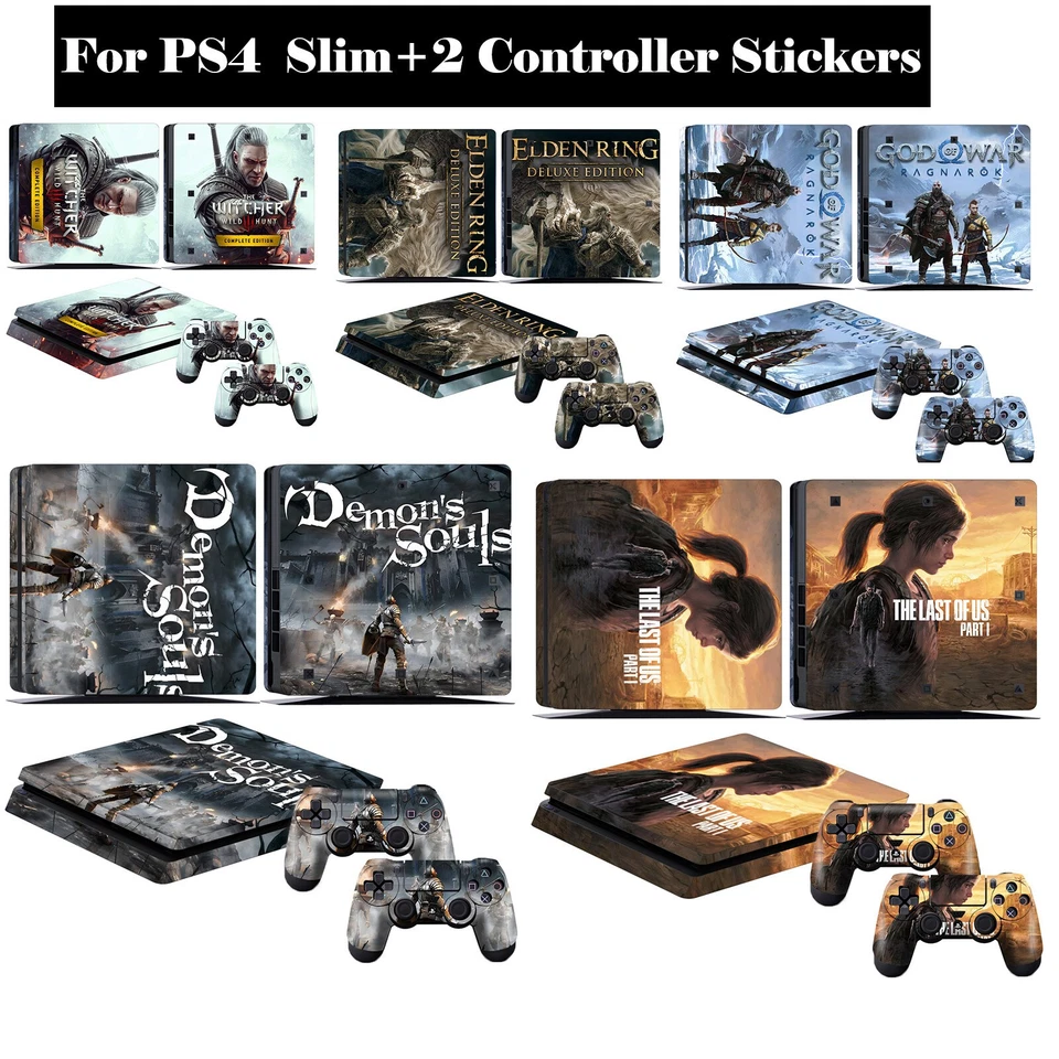Calcomanía de vinilo adhesiva para consola Sony PS4 Slim Playstation 4 Slim + 2 mandos Foto 2 de 4