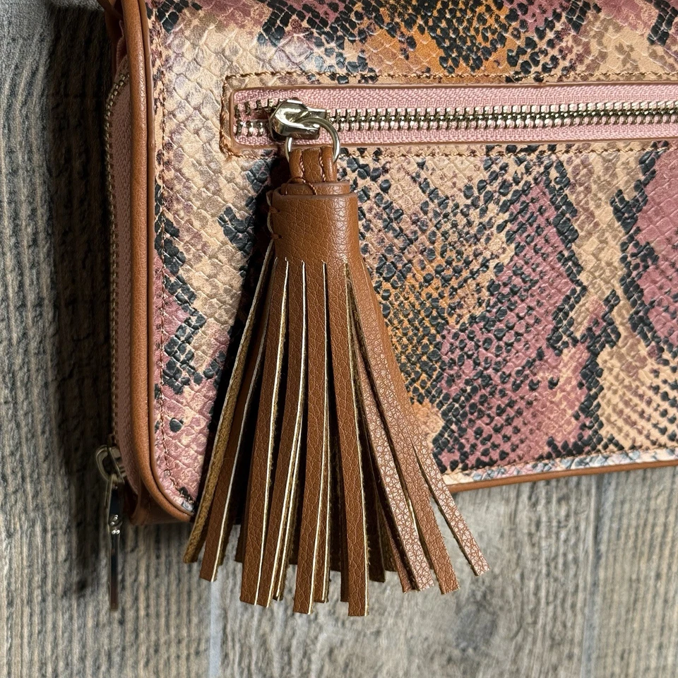 Mujer Antiguo Azul Marino Marrón Piel de Serpiente Imitación Cuero Pequeño Bolso de Hombro Cartera Usado en Excelente Condición Foto 3 de 4