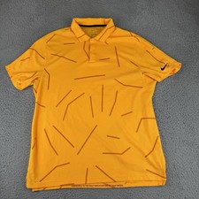 Nike Dri-Fit Tiger Woods Polo Medium Yellow Orange Golf Shirt Bold TW Collection