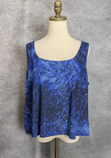 Alex Evenings 2X Formal Jacket Cami Blue Metallic/Glitter 3/4 Sleeve