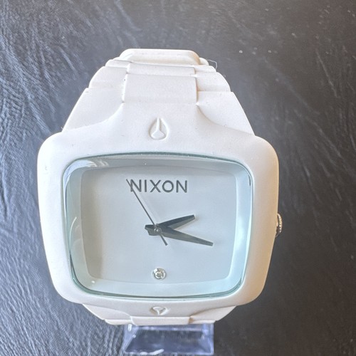 Nixon The Rubber Player Quartz Analog Watch White Rubber Strap Square 100m