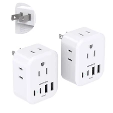 2 Pack US to Japan Travel Plug Adapter, HANYCONY Japan Power Adpter with 4 Ou...