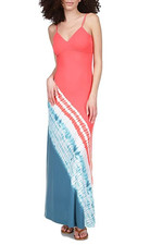 MICHAEL Michael Kors L3303 Womens Nassau Teal Island Bias Slip Maxi Dress Size L