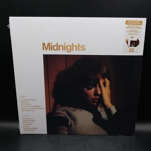 NEW Signed Taylor Swift Midnights Mahogany Vinyl Autograph Insert SEALED