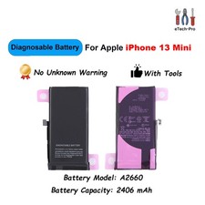 Diagnosable Battery For Apple iPhone 13 Mini Battery Replacement 2406mAh