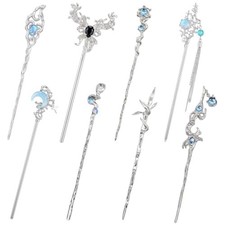 Silver Tone Metal Moon & Stars Hair Stick Pin...