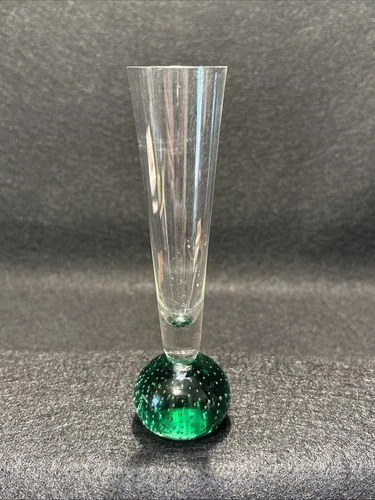 Vintage Mid Century Murano Hand Blown Art Glass Bullicante Bubble Bud Vase 6”