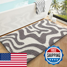 Lumi Non Slip Bathroom Rug Modern Aesthetic Ultra Soft Absorbent Washable Bath