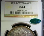 1878 7/8 TF Morgan Dollar MS-64 CAC NGC VIDEO