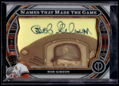 2023 Topps Tribute Bob Gibson #NMG-BG Name That Made the Game Cut 1/1 Auto HOF
