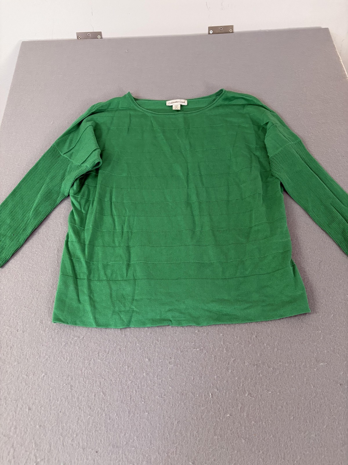 Coldwater Creek Sweater Womens Medium Green Silk Blend Long Sleeve Pullover Knit