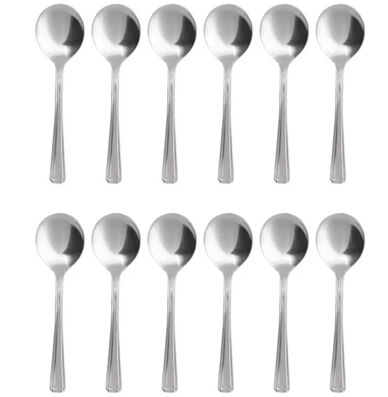 Harley Soup Spoons Cutlery Pack of 12 Sunnex Stainless Steel 173mm