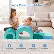 TTLIFE 5PCS Kids Climb Crawl Activity Play Set Safe Foam Blocks Soft Climber