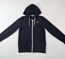 Nike Vintage 80s Blue Tag Youth Black Full Zip Classic Soft Hoodie Jacket, M