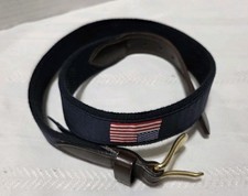 Vineyard Vines Youth Belt Sz 30 Americana Theme Navy Canvas Leather Brass