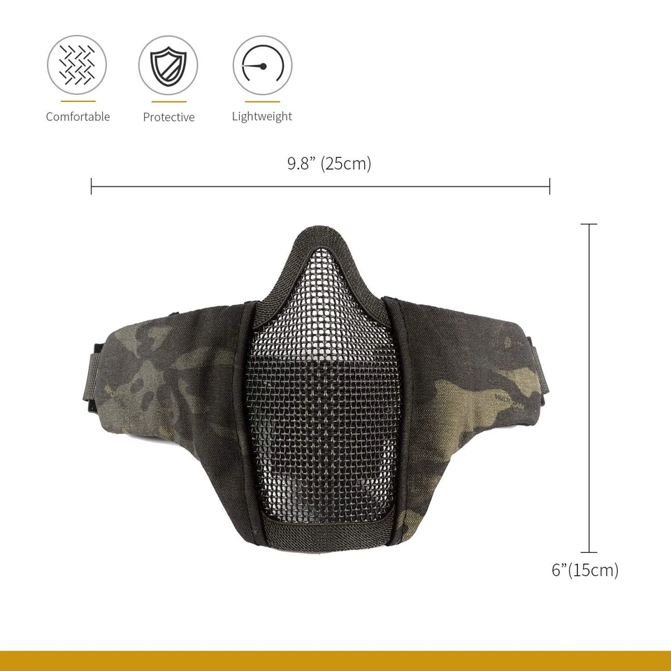 6" Foldable Half Face Mesh Mask Military Style Comfortable Adjustable Tactica... - Image 2 of 4