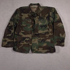 Vintage US Army BDU Jacket Mens Medium Short Woodland Camo Field Coat 80s 90s