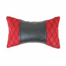 KFZ Auto Kopfstütze Sitzkissen Nackenstütze Textil & Leder Rot Schwarz 8x30 cm