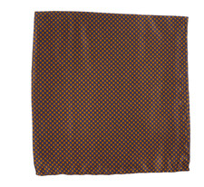 NWOT Italo Ferretti Satin Navy Yellow Houndstooth Silk Pocket Square Italy 14"