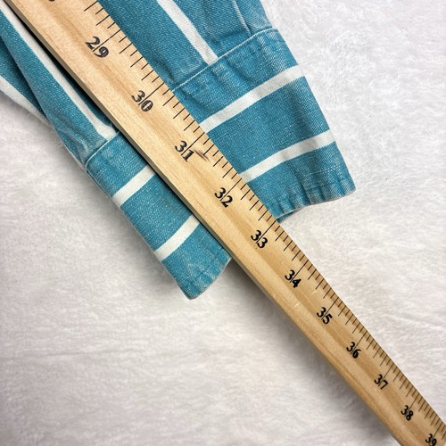 VTG Wrangler Brushpopper Mens L 16x33 Teal Green Striped Western Cowboy Shirt - Picture 8 of 8