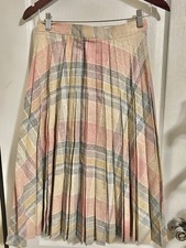 Unbranded Vintage Retro Plaid Skirt Midi Length Pleated School Girl Size Sm 70s