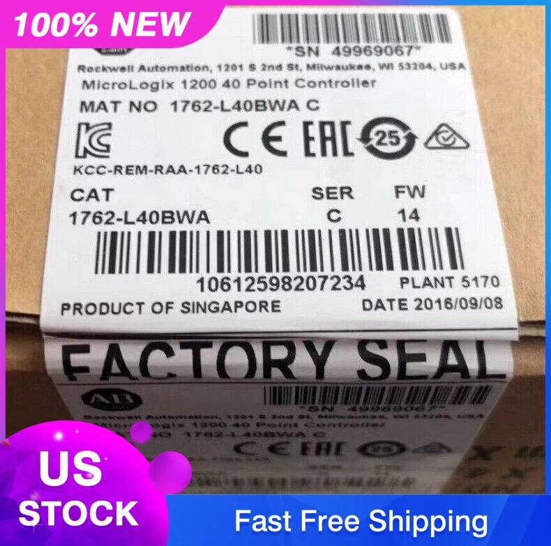 New AB 1762-L40BWA SER C MicroLogix 1200 40 Point Controller PLC us free tax - Image 3 of 4