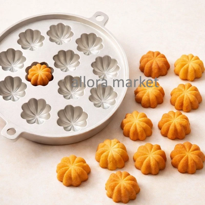 8inch Commercial Baking Aluminium Oven Tray | 12-Hole Flower-Shaped Cake Mold