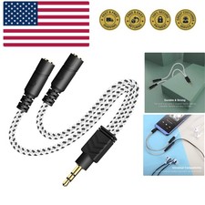 Headphone Splitter, Knitted 3.5mm Audio Splitter TRS 3-Pole Aux Splitter Cabl...