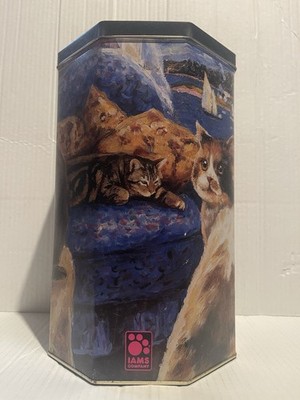 Vintage IAMS Eukanuba Kitty Cat Food Storage Tin Octagon Shape 1997