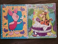 Winnie The Pooh Wooden Puzzles by Mattel Lot Of 2 Vtg Piglet And Tigger