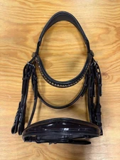 Halter Ego Brown Patent Leather Double Bridle. Size X-FULL.
