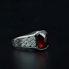 Red Garnet Ruby Gemstone Engraved 925 Sterling Silver Handmade Men's Ring
