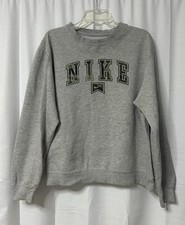 Nike Pullover Sweatshirt Camo Letters Vintage L Gray Mens