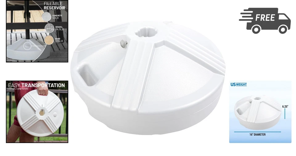 Base de paraguas de patio soporte rellenable de alta resistencia capacidad de 50 libras al aire libre Foto 2 de 4