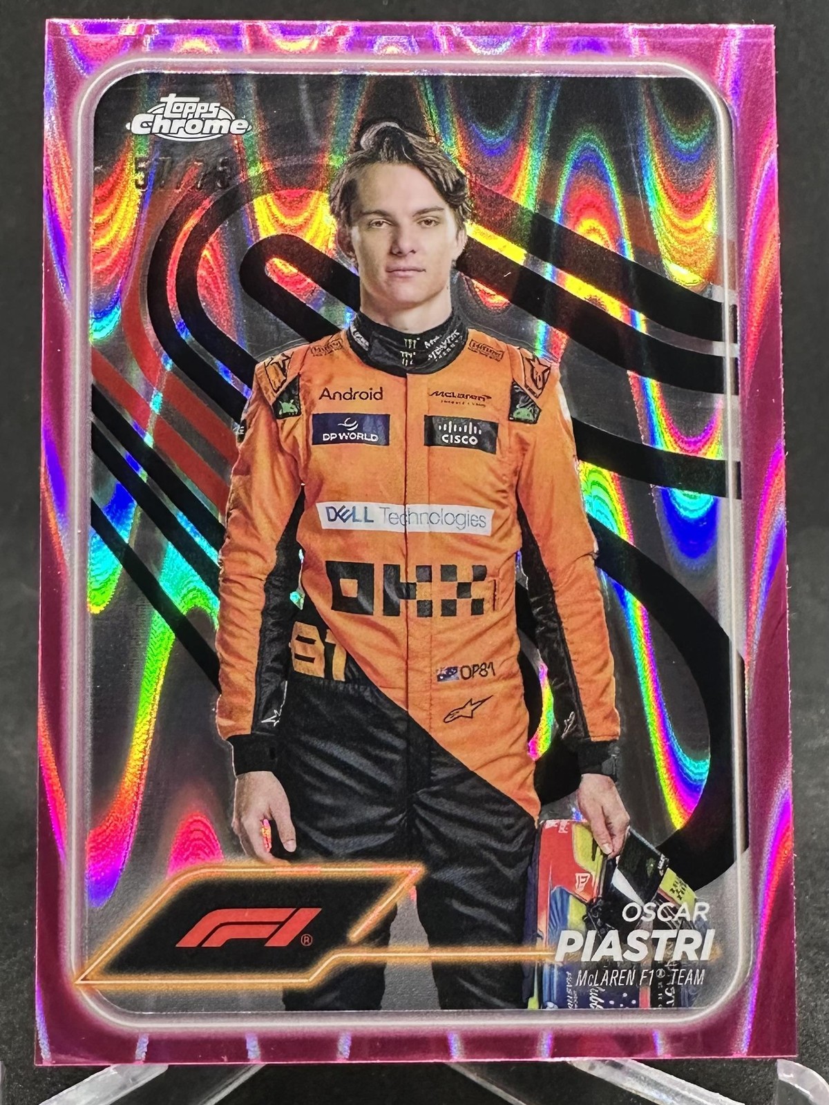 Oscar Piastri 2024 Topps Chrome Formula 1 Pink Raywave /75 #8